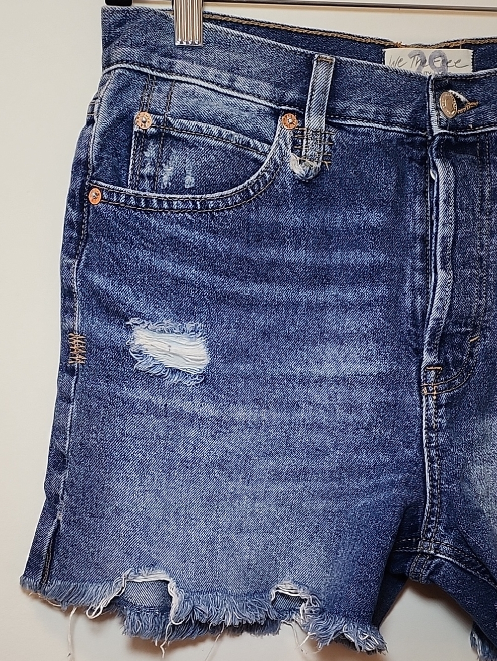 Free People Makai Cutoff Denim Shorts High-Rise Distressed Denim Shorts Blue 29 - Picture 6 of 16